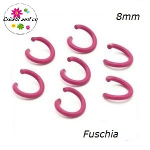 X10 anneaux de jonction ouverts métal fuchsia 8mm