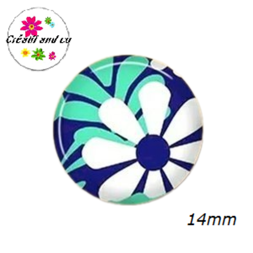 X2 cabochons fleuris 14mm