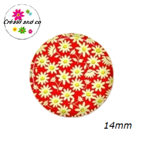 X2 cabochons fleuris 14mm