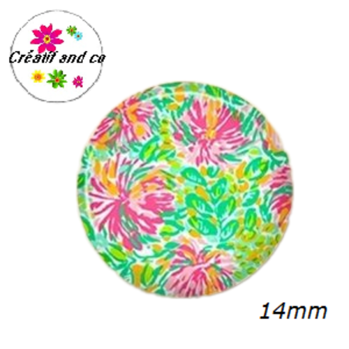 X2 cabochons fleuris 14mm