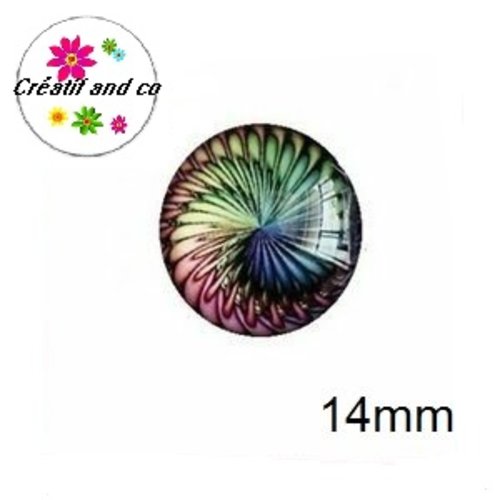 X2 cabochons tourbillon coloré 14mm