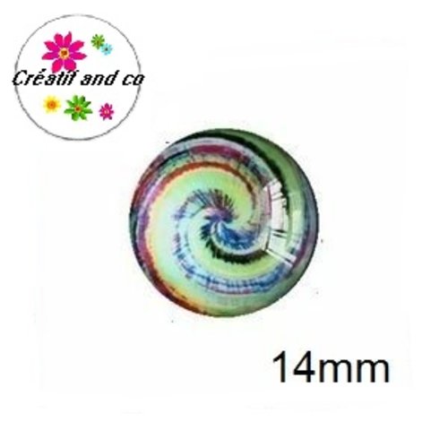 X2 cabochons tourbillon coloré 14mm