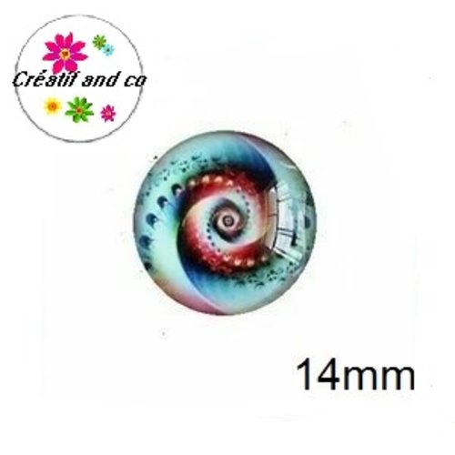 X2 cabochons tourbillon coloré 14mm