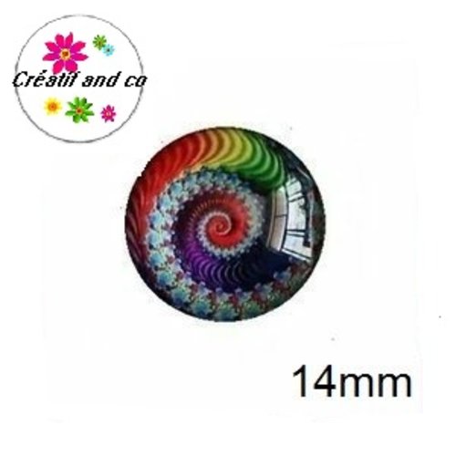 X2 cabochons tourbillon coloré 14mm
