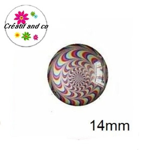 X2 cabochons tourbillon coloré 14mm