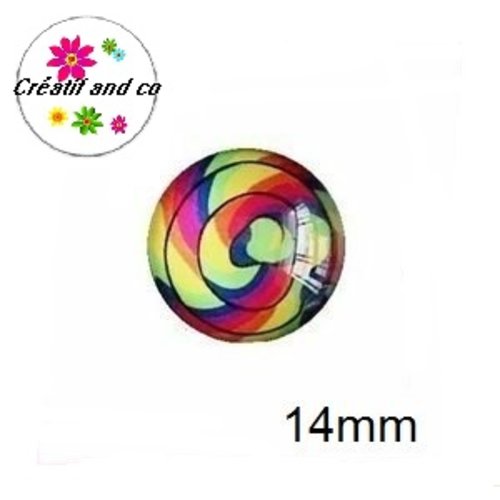 X2 cabochons tourbillon coloré 14mm