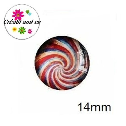 X2 cabochons tourbillon coloré 14mm