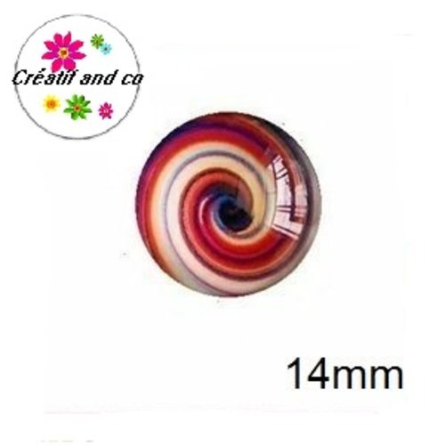 X2 cabochons tourbillon coloré 14mm