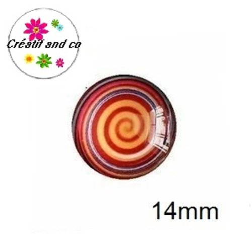 X2 cabochons tourbillon coloré 14mm