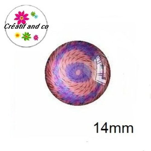 X2 cabochons coloré 14mm