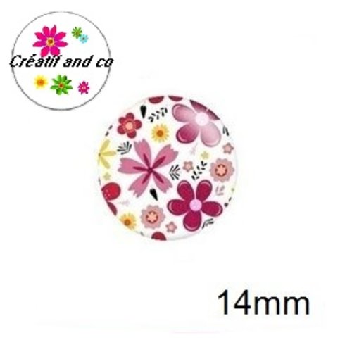 X2 cabochons fleuris 14mm