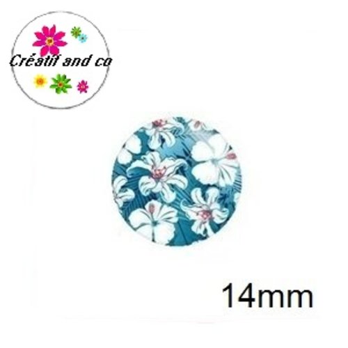 X2 cabochons fleuris 14mm