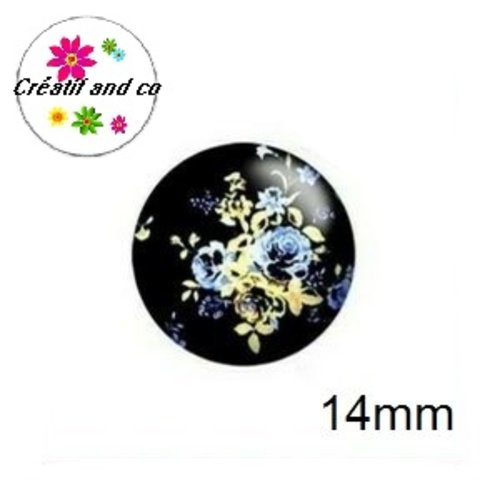 X2 cabochons fleuris 14mm