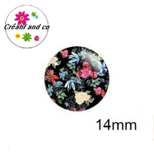 X2 cabochons fleuris 14mm