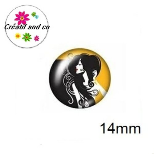 X2 cabochons femme 14mm
