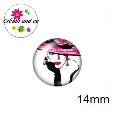 X2 cabochons femme 14mm