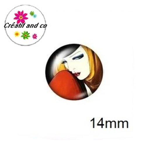X2 cabochons femme 14mm