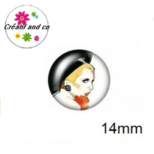 X2 cabochons femme 14mm