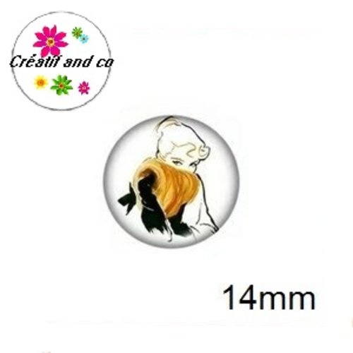 X2 cabochons femme 14mm