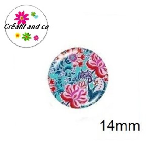 X2 cabochons fleuris 14mm