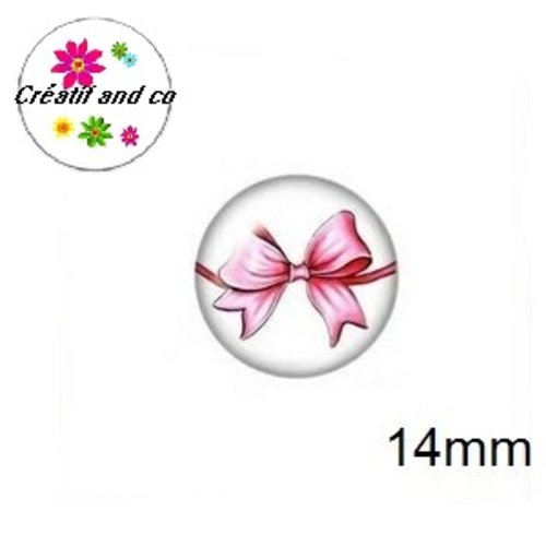 X2 cabochons gros noeud fuchsia 14mm