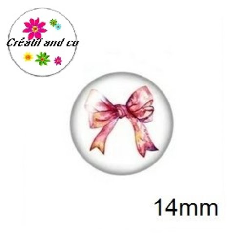 X2 cabochons gros noeud fuchsia 14mm
