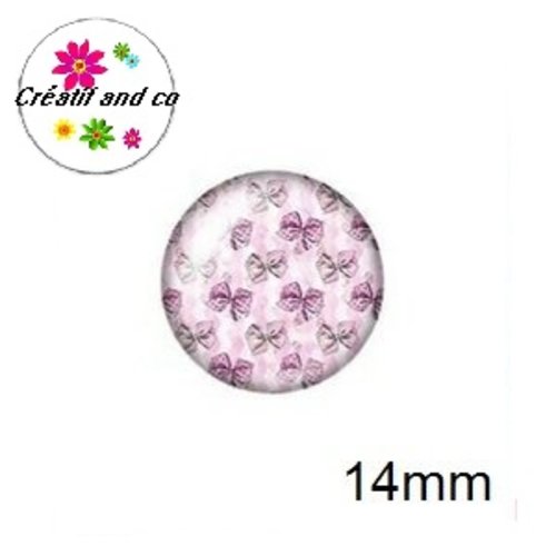 X2 cabochons petits noeuds fuchsias 14mm