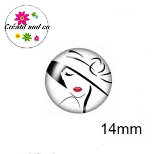 X2 cabochons femme 14mm