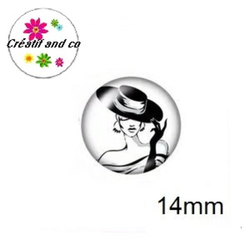 X2 cabochons femme 14mm