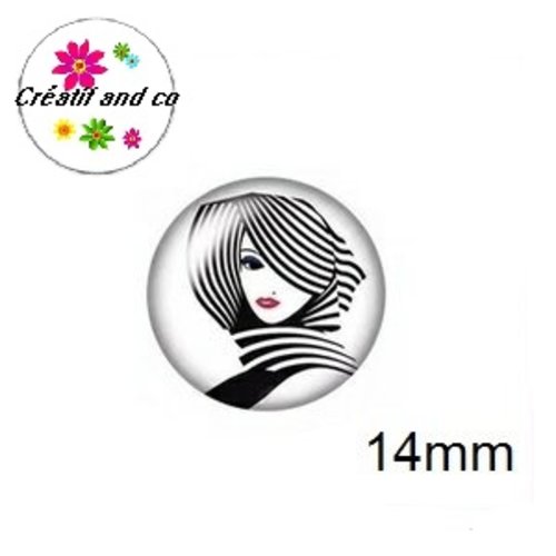 X2 cabochons femme 14mm