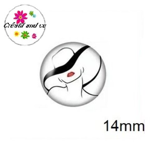 X2 cabochons femme 14mm