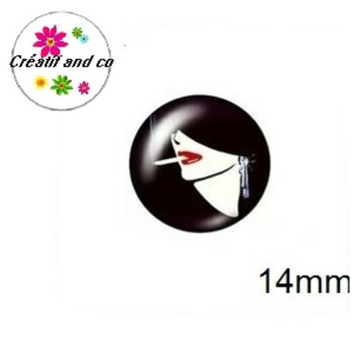 X2 cabochons femme 14mm