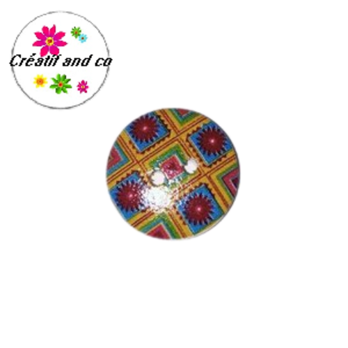Bouton en bois vernis à motif 18mm