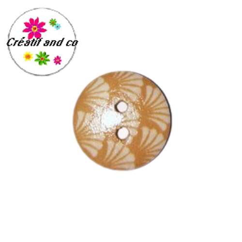 Bouton en bois vernis à motif 18mm