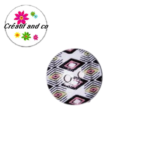Bouton en bois vernis à motif 18mm
