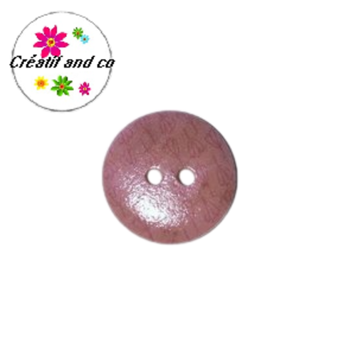 Bouton en bois vernis à motif 18mm