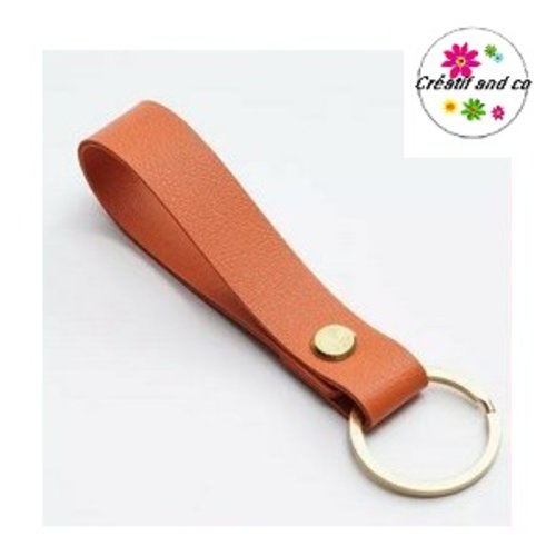 Porte clé porte simili cuir orange