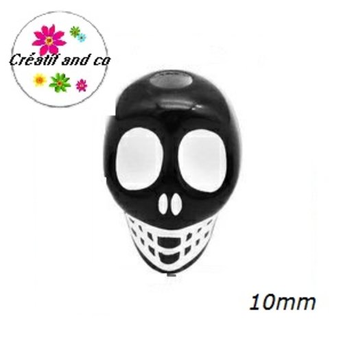 X10 perles tête de mort noire/blanche 10mm