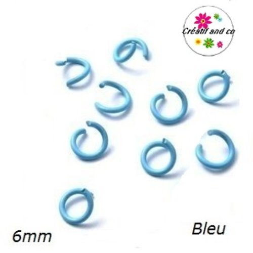 X10 anneaux de jonction ouverts métal bleu 6mm