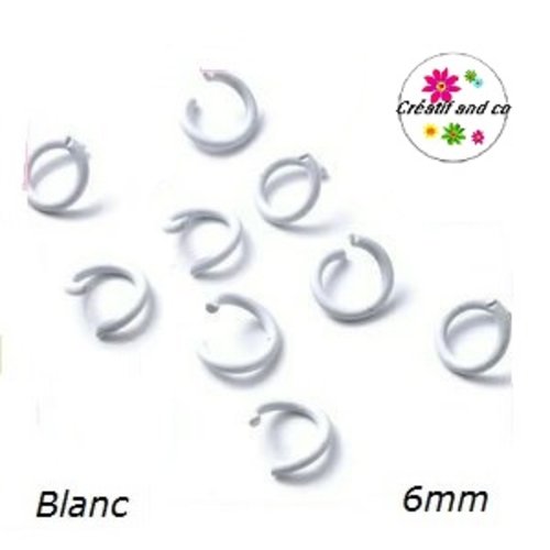 X10 anneaux de jonction ouverts métal blanc 6mm