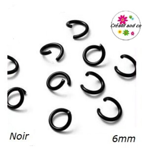X10 anneaux de jonction ouverts métal noir 6mm