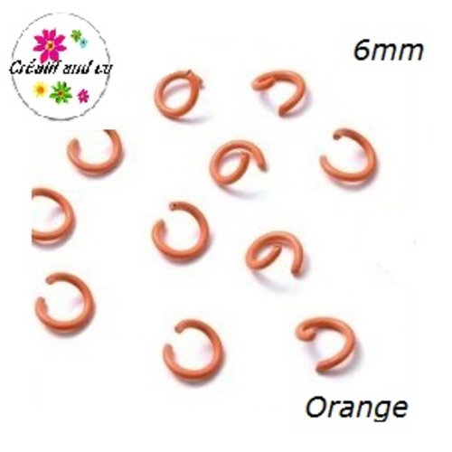 X10 anneaux de jonction ouverts métal orange  6mm