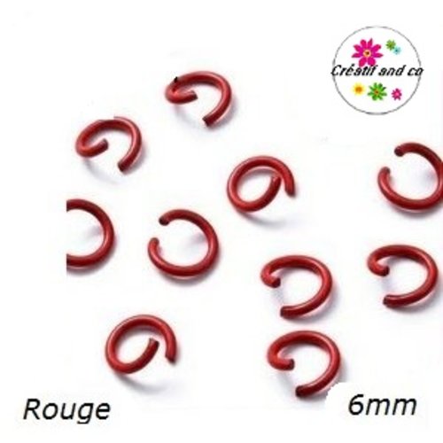 X10 anneaux de jonction ouverts métal rouge 6mm