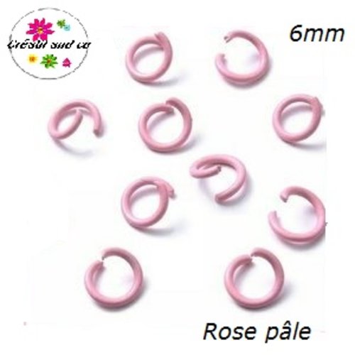 X10 anneaux de jonction ouverts métal rose pâle 6mm