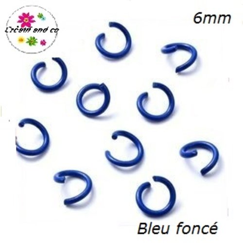 X10 anneaux de jonction ouverts métal bleu foncé 6mm