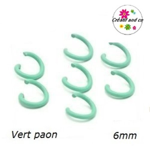X10 anneaux de jonction ouverts métal vert paon 6mm