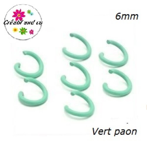 X10 anneaux de jonction ouverts métal vert paon 6mm