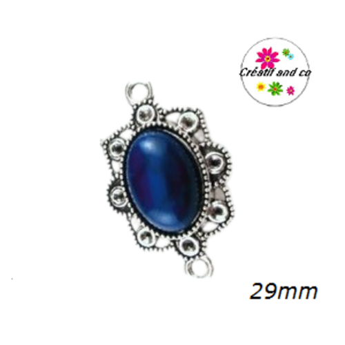 Connecteur cabochon résine bleu roi  29mm