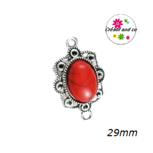 Connecteur cabochon résine rouge 29mm