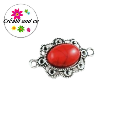 Connecteur cabochon résine rouge 29mm
